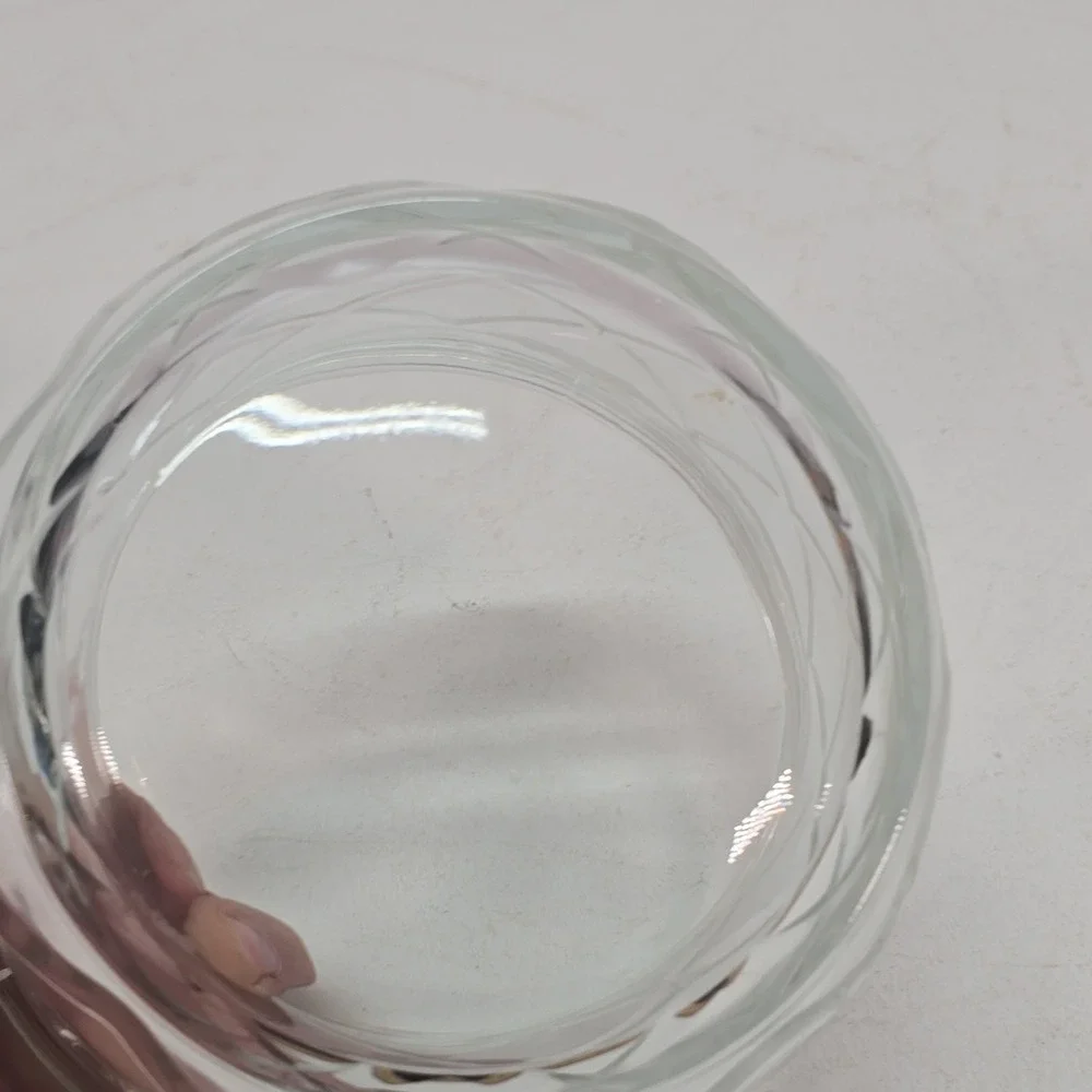 Clear Diamond Cut Glass Dip Bowl  Glass Candy Bowl  Small Bowl Decorative Glass